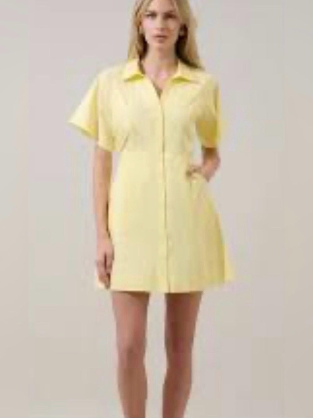 Theory Brand NWT Yellow Button- Front Pleaded Shirt Dress Golden Haze size S
